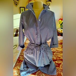 Gretchen Scott striped and tied shirt dress